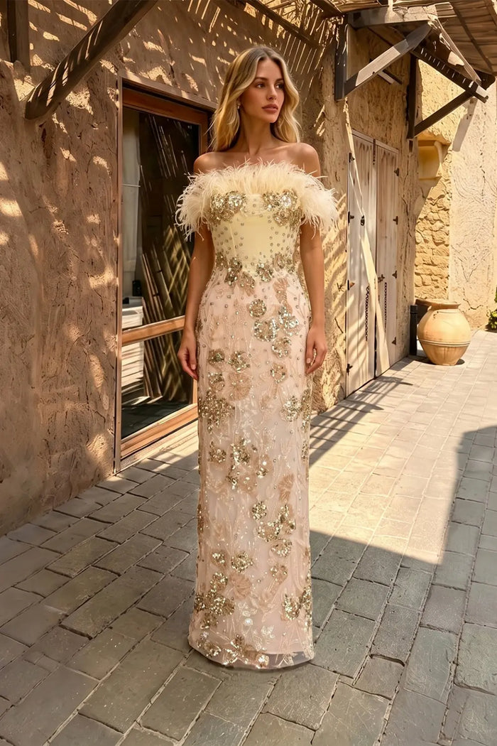 Strapless 3D Flower Applique Satin Mermaid Evening Dress Floor Length Formal Gown For Wedding Guest Prom Gala ST008 Sheer Fairy