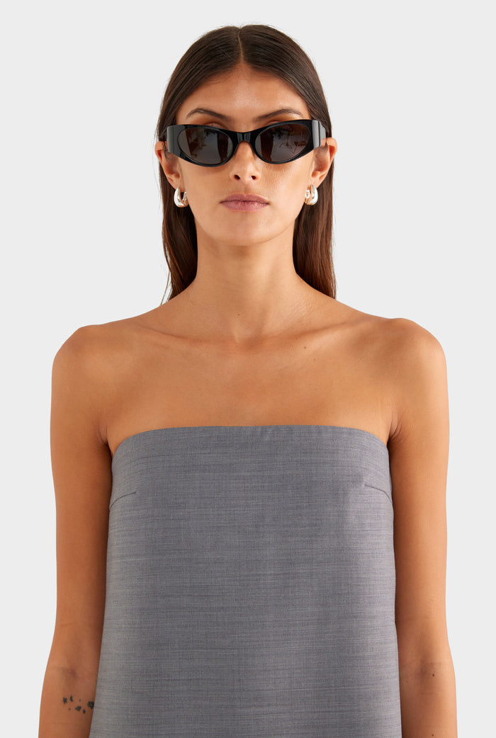 Strapless Wool Mini Dress - Charcoal Marl - XS