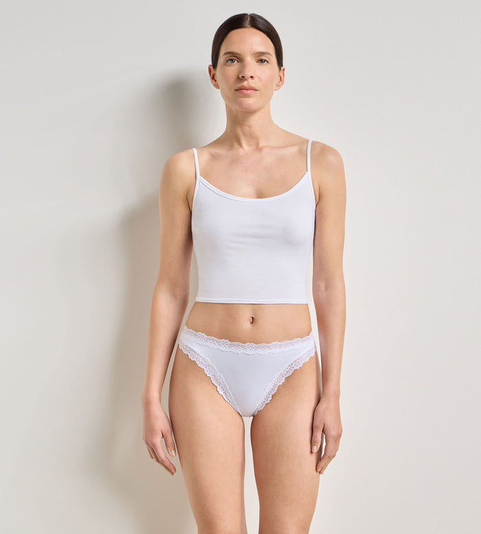 String femme en microfibre et dentelle Blanc Dim