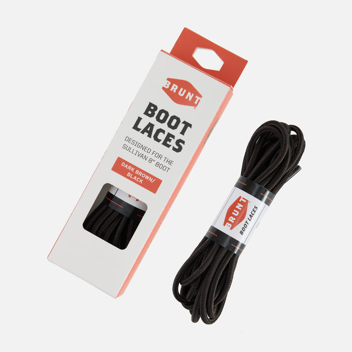 View 1 BRUNT sullivan 8 inch replacement laces and laces in packaging in dark brown/black