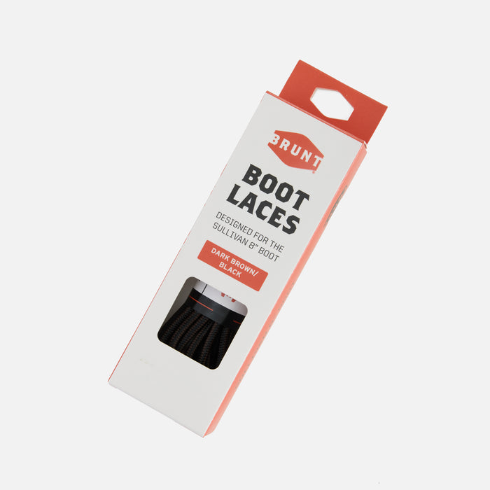 BRUNT sullivan 8 inch replacement laces in packaging in dark brown/black