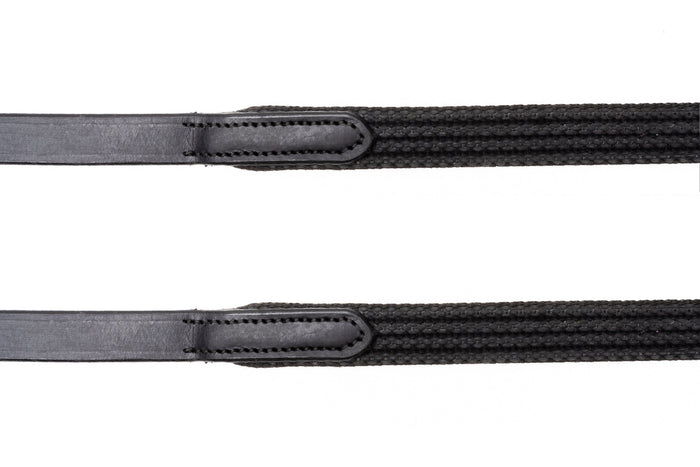 Sure Grip Rubber Reins with 4" Rein Stops-Superb Slim Rubber Woven Grip