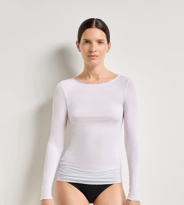 T-shirt col rond blanc Thermal Light