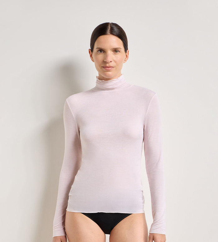 T-shirt col rond rose doux Thermal Light