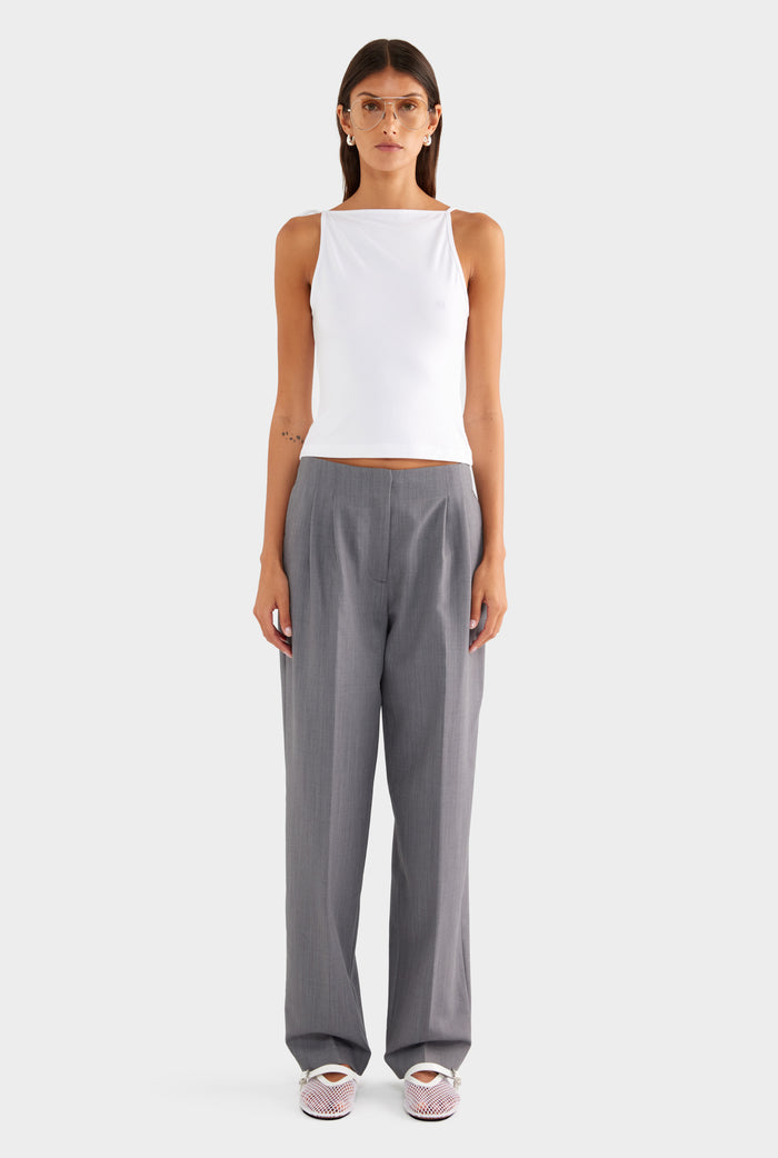 Tailored Pleat Trouser - Charcoal Marl - XS
