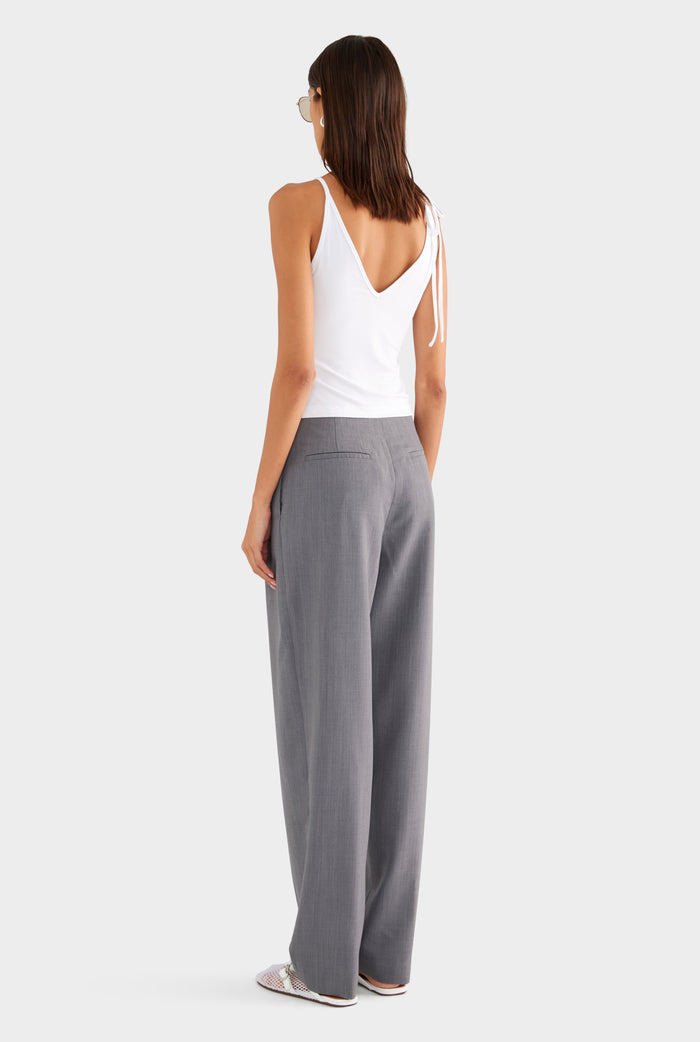 Tailored Pleat Trouser - Charcoal Marl - XS
