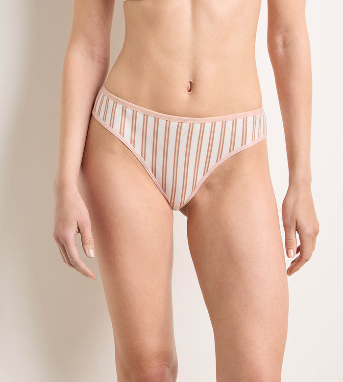 Tanga imprimé crème rose Dim x Ines de la Fressange