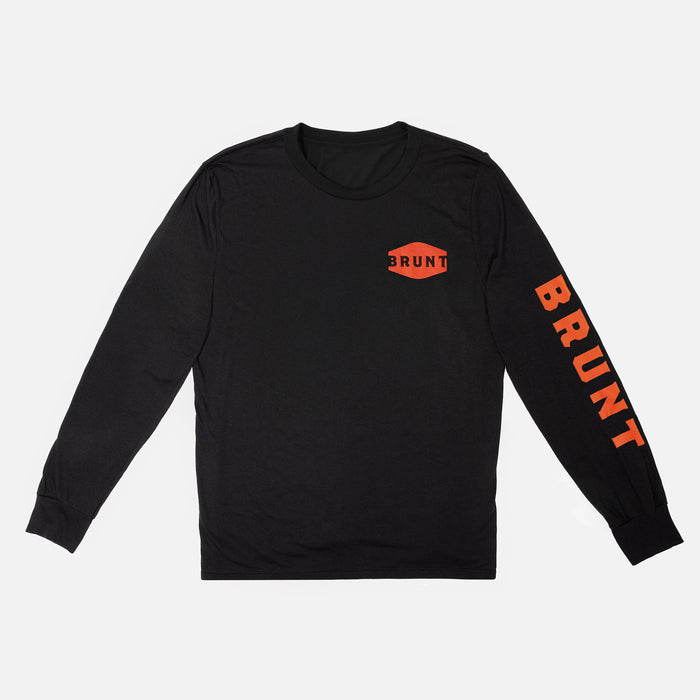 BRUNT Long Sleeve T-Shirt in Black with American Worker Graphic on Back and BRUNT Workwear on Sleeve