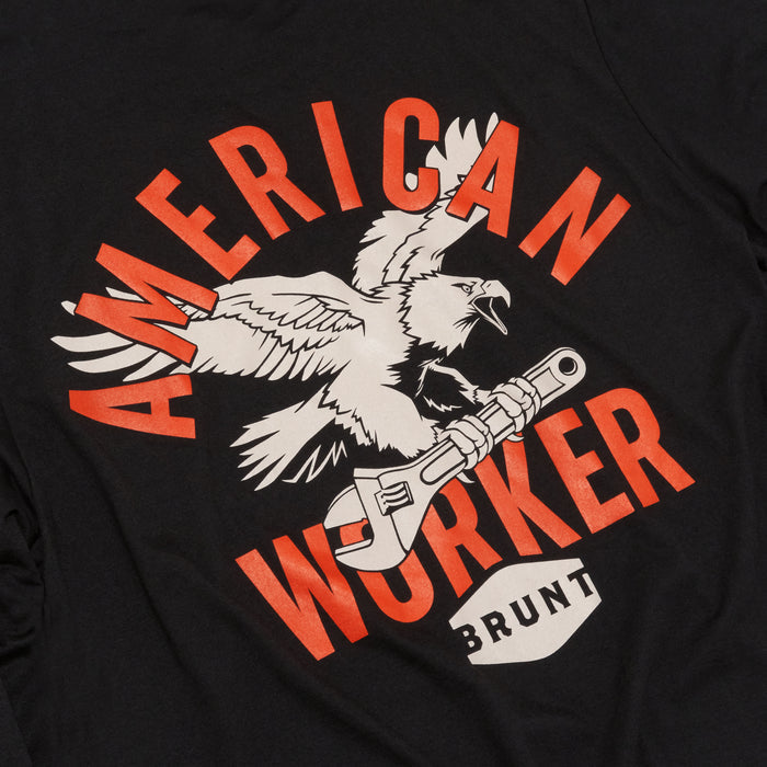 View 2 graphic of the BRUNT high quality t-shirt with american worker graphic on back