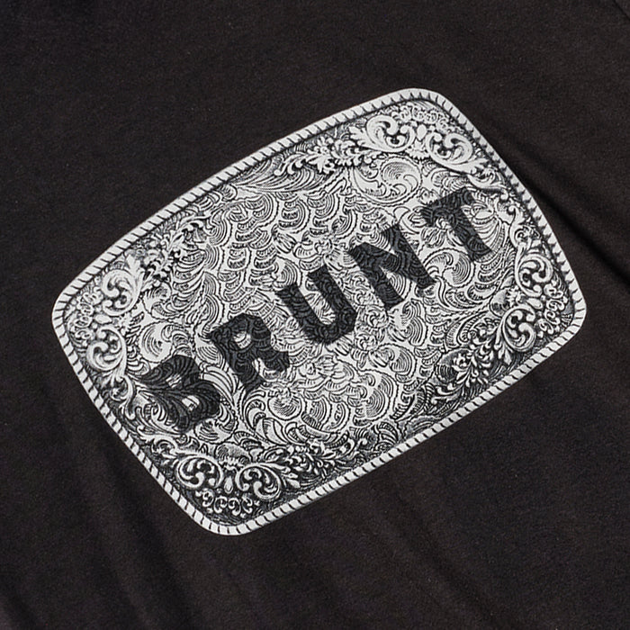 View 2 graphic of the BRUNT high quality t-shirt in black with belt buckle graphic on front * 1