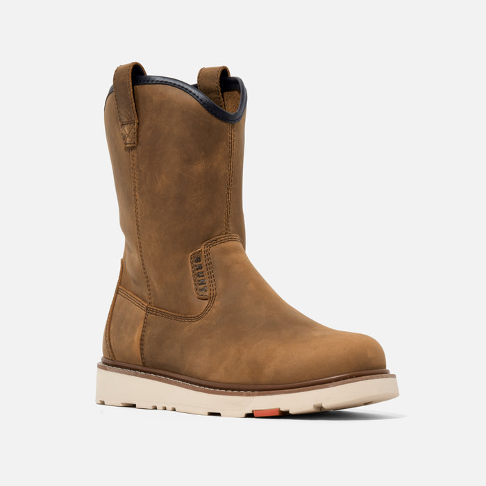 45 degree angle of the right BRUNT 9 inch water-resistant unlined composite toe roper bolduc work boot in brown