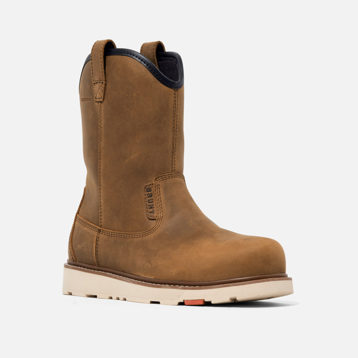 45 degree angle of the right BRUNT 9 inch waterproof composite toe roper bolduc work boot in brown * 0