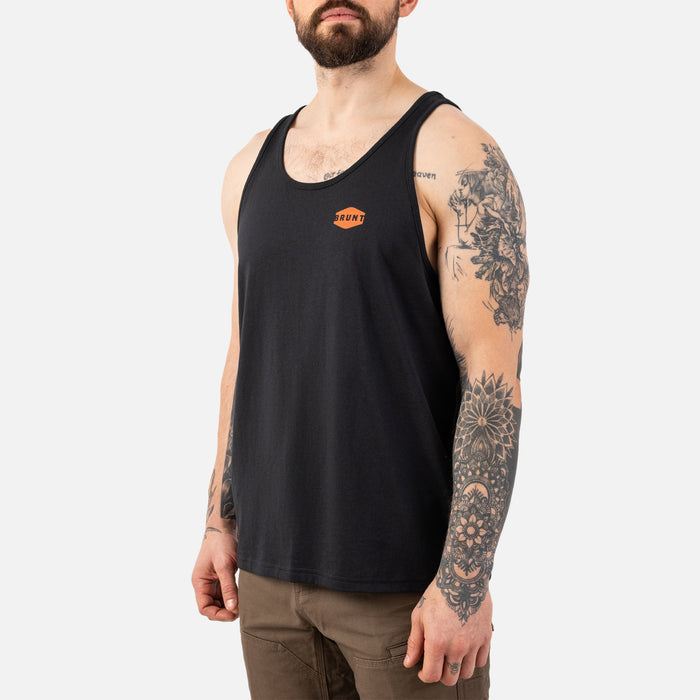 View 2 45 degree angle of front left of the BRUNT comfortable work tank top in black