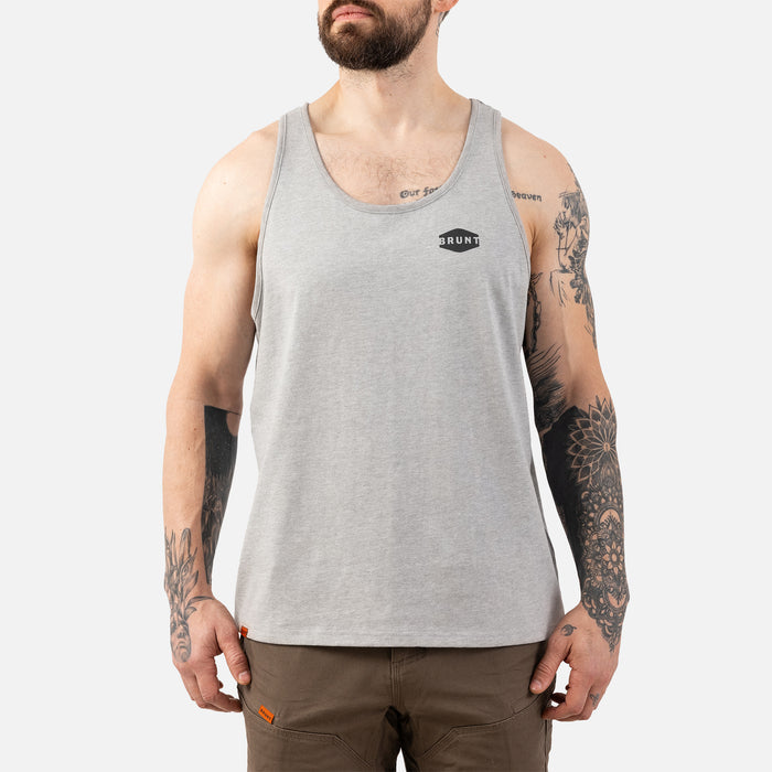 View 1 front of the BRUNT comfortable work tank top in light grey heather
