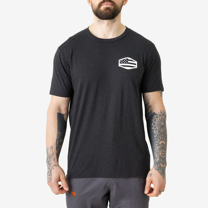 Front of the limited edition BRUNT high quality t-shirt in black frost