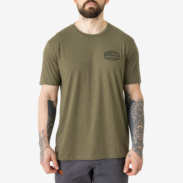Front of the limited edition BRUNT high quality t-shirt in military green frost