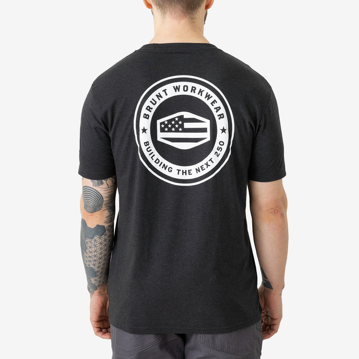 Back of the limited edition BRUNT high quality t-shirt in black frost
