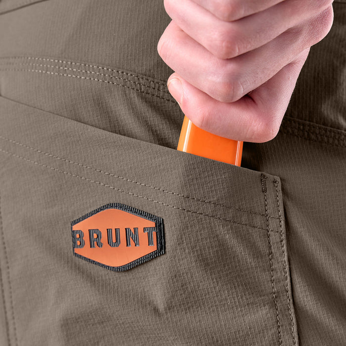 Back pocket of BRUNT water resistant durable breathable work pant in brown * 1