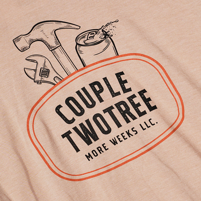 View 2 graphic of the BRUNT high quality t-shirt in desert tan with couple two tree graphic on back * 0