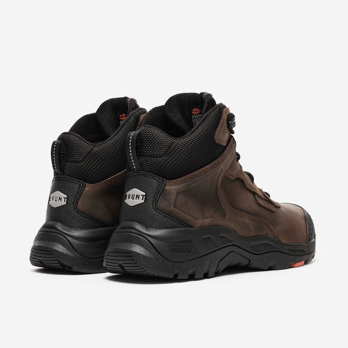 45 degree angle of the back of the BRUNT 6 inch waterproof reinforced composite toe work boot in brown