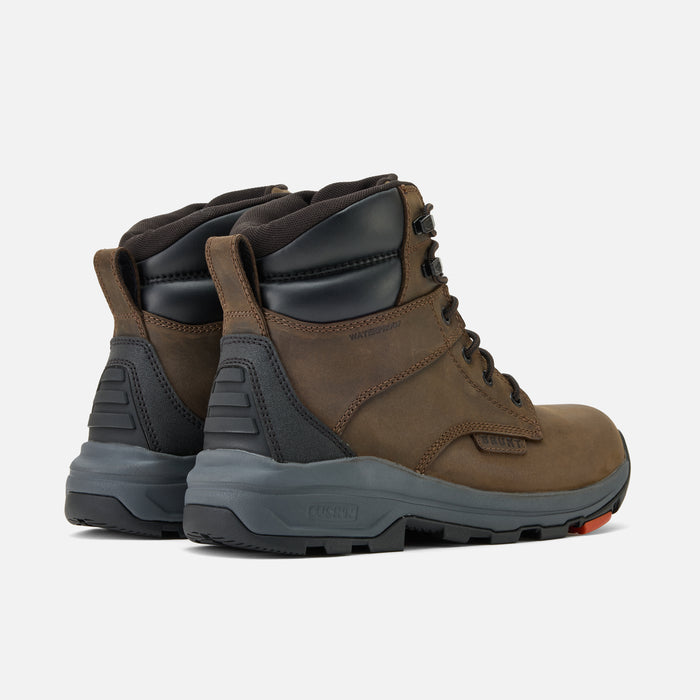 45 degree angle of the back of the BRUNT 6 inch lightweight 90 degree heel comp toe work boot in dark brown