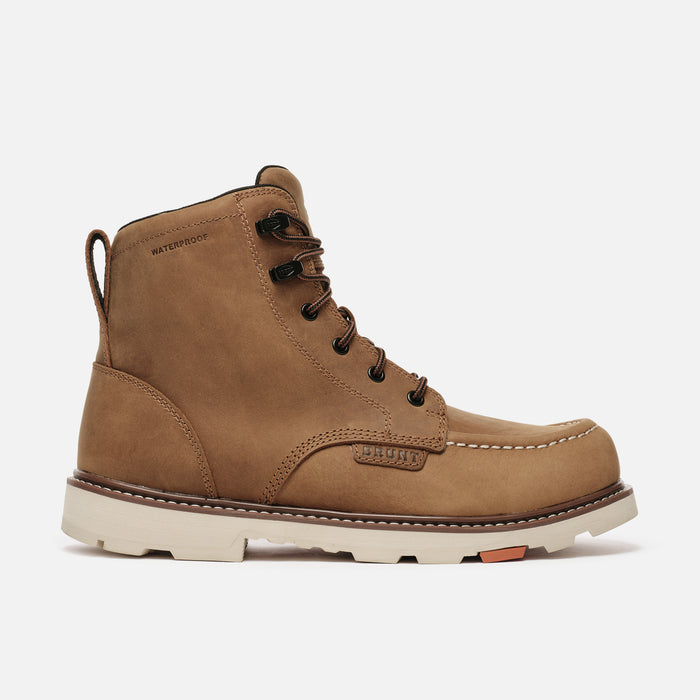 View 1 right side of the BRUNT 6 inch waterproof 90 degree heel marin work boot in brown