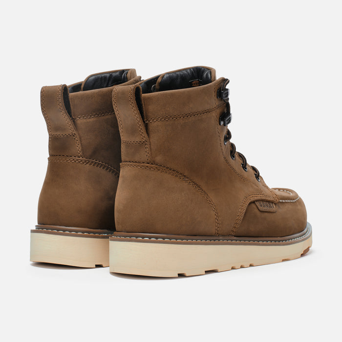 45 degree angle of the back BRUNT 6 inch water-resistant unlined composite marin work boot in brown
