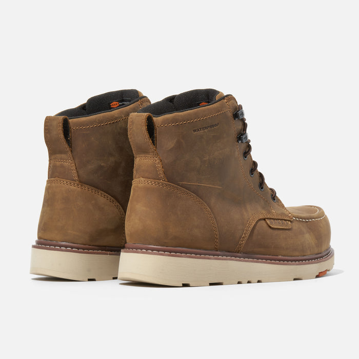 45 degree angle of the back BRUNT 6 inch waterproof composite toe marin work boot in brown * 0