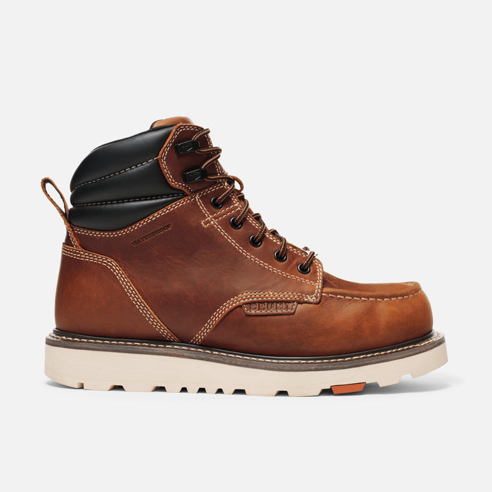 View 1 right side of the BRUNT 6 inch waterproof welted moc toe marin work boot in tobacco * 0