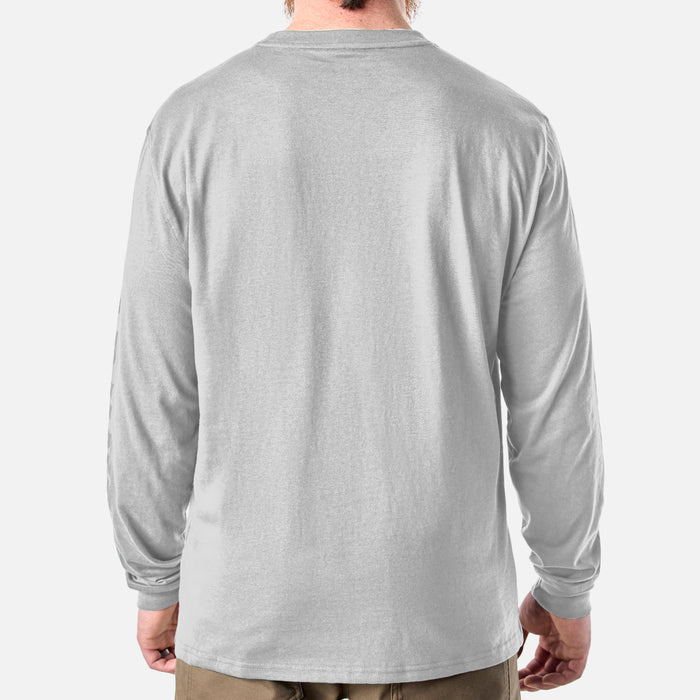 Back of the BRUNT high quality long sleeve pocket tee in light grey heather * 0