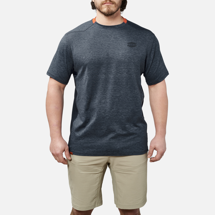 Front of the BRUNT lightweight mckenna sun tee with UPF protection in blue heather