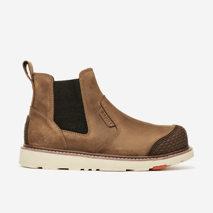 View 1 right side of the BRUNT 6 inch water-resistant slip-on reinforced composite toe ohman work boot in brown