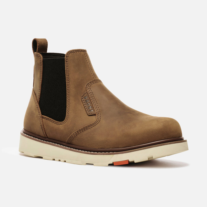 45 degree angle of the right BRUNT 6 inch water-resistant slip-on ohman work boot in brown * 0