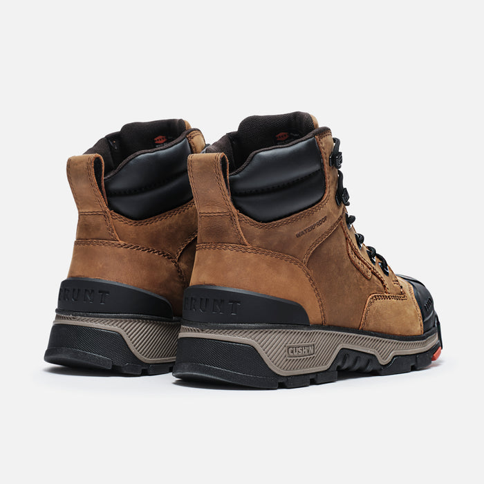 45 degree angle of the back BRUNT 6 inch durable 90 degree heel composite toe work boot in brown
