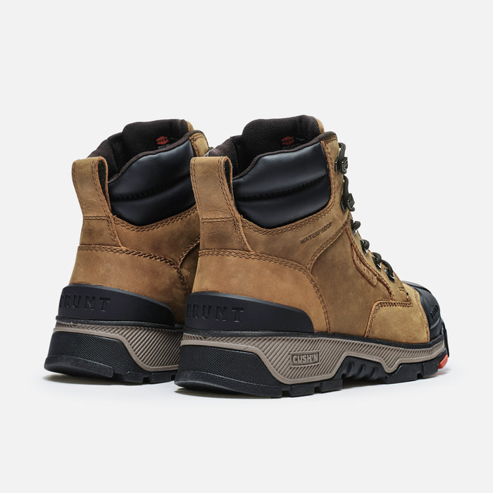 45 degree angle of the back BRUNT 6 inch durable 90 degree heel composite toe work boot in brown