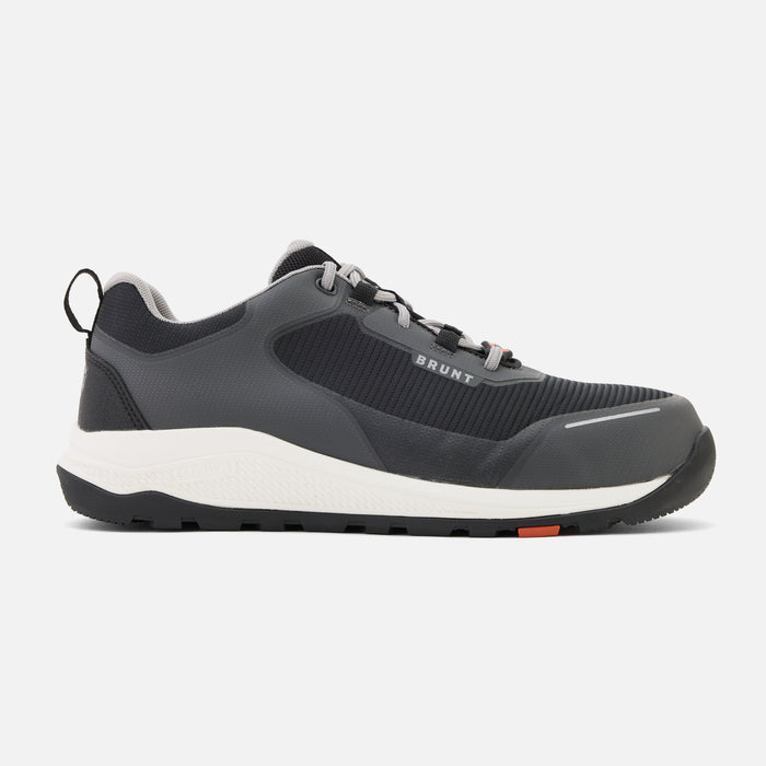 View 1 right side of the BRUNT 4 inch lightweight comp toe work sneaker in grey * 1