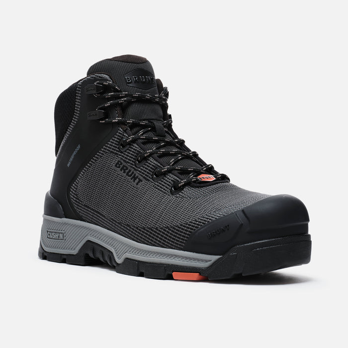 View 2 45 degree angle of the right BRUNT 6 inch lightweight 90 degree heel work boot in black