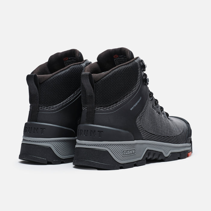 45 degree angle of the back BRUNT 6 inch lightweight 90 degree heel work boot in black