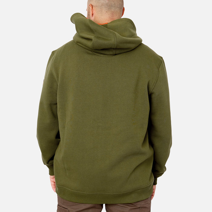 Back of the BRUNT water resistant full zip shevlin work hoodie in hunter green * 0