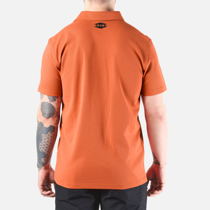 Back of the BRUNT lightweight breathable polo with UPF protection in BRUNT orange * 4