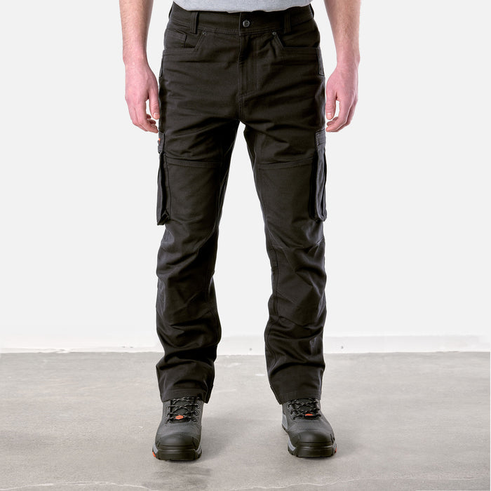 View 1 front of BRUNT water resistant double knee cargo pants in black * 1