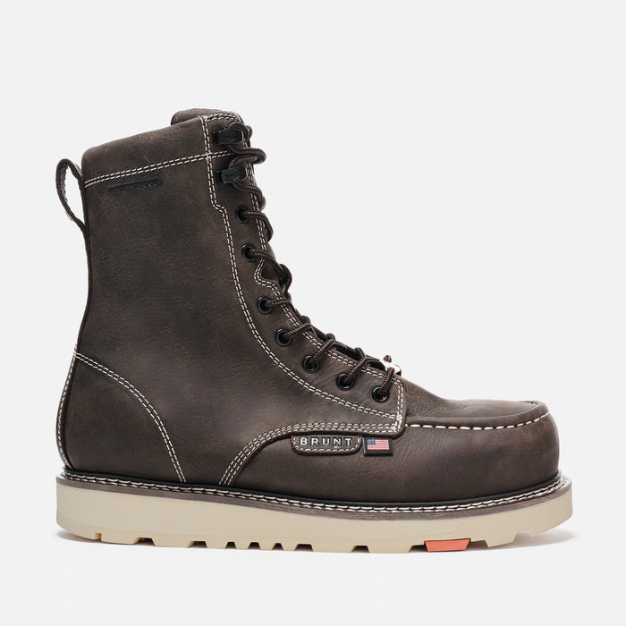 View 1 right side of the BRUNT USA 8 inch waterproof welted composite toe marin work boot