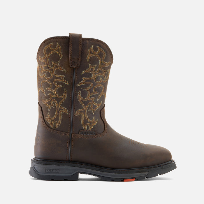 View 1 right side of the BRUNT 10 inch welted square toe work boot in dark brown
