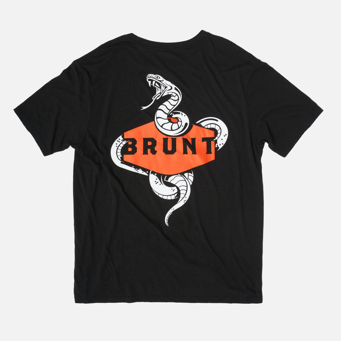 View 1 back of the BRUNT high quality work shirt in black with viper graphic on back * 0