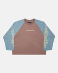 TRIBAL LONGSLEEVE BROWN & BLUE - brown and blue tribal longsleeve tee, front view - Cold Culture