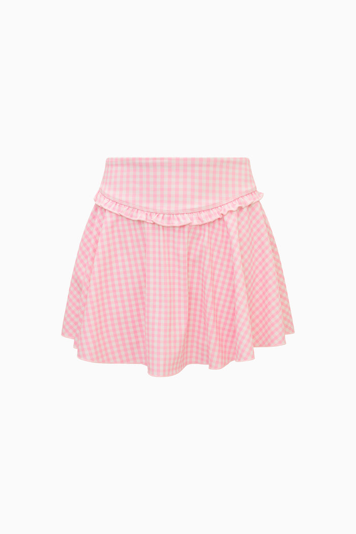Pink checkered skirt on a white background