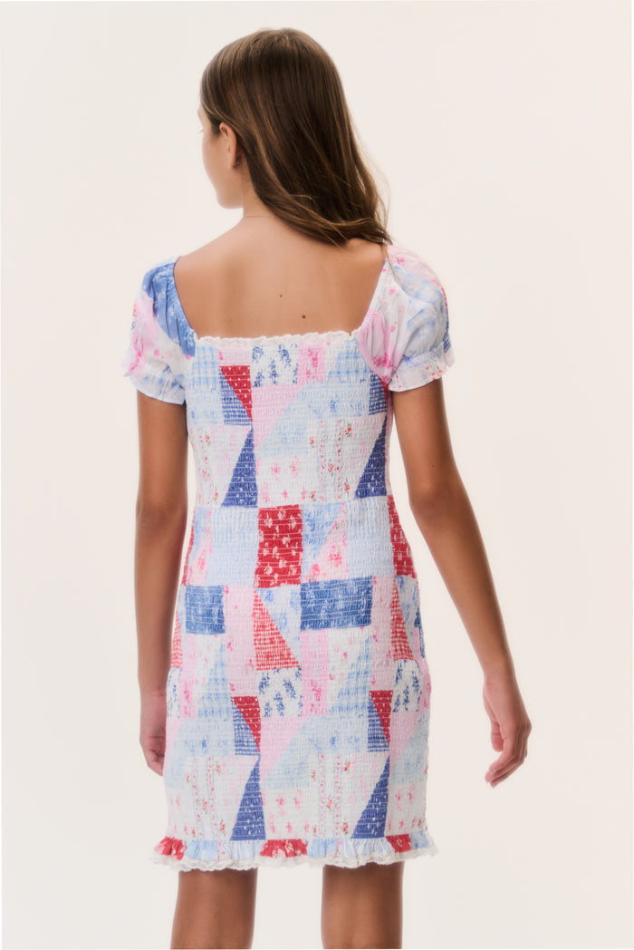 Tween Solier Patchwork Mini Dress