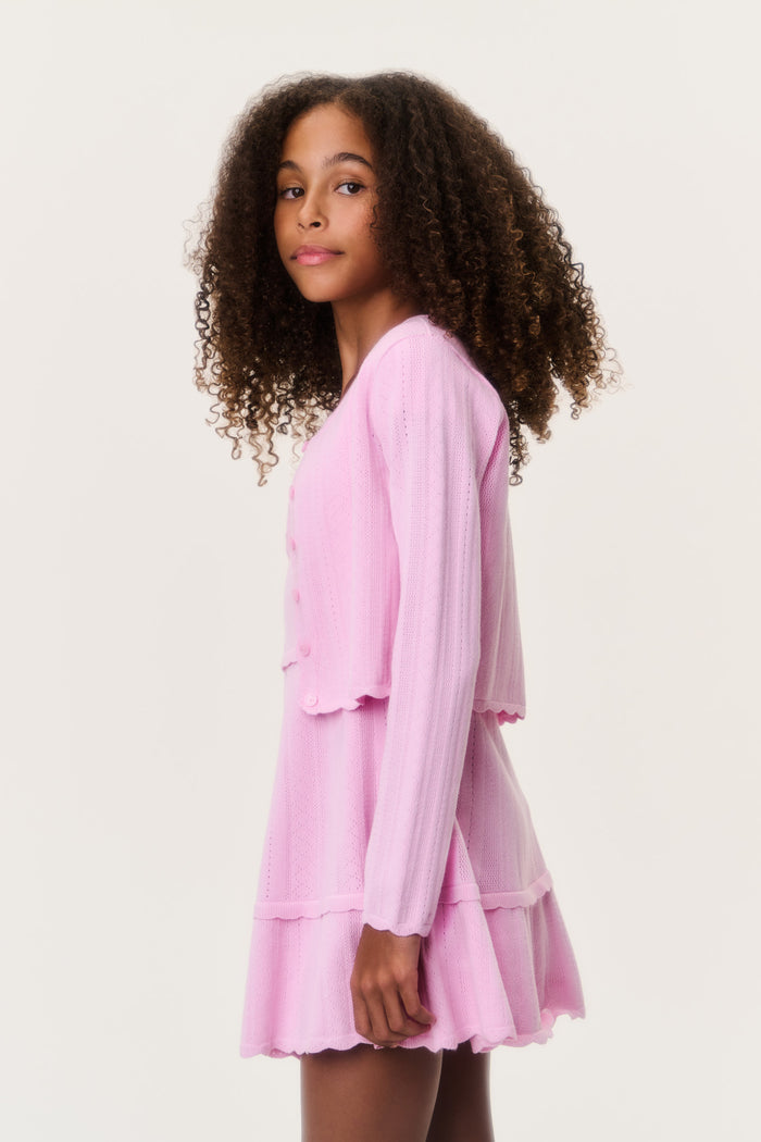 Tween Stretch Pointelle Gemna Cardigan