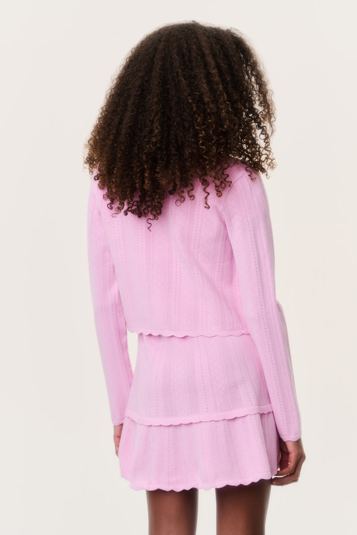 Tween Stretch Pointelle Gemna Cardigan