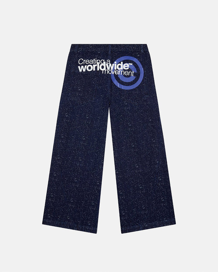 TWISTED JEANS V3 BLACK - dark navy baggy jeans, back view - Cold Culture